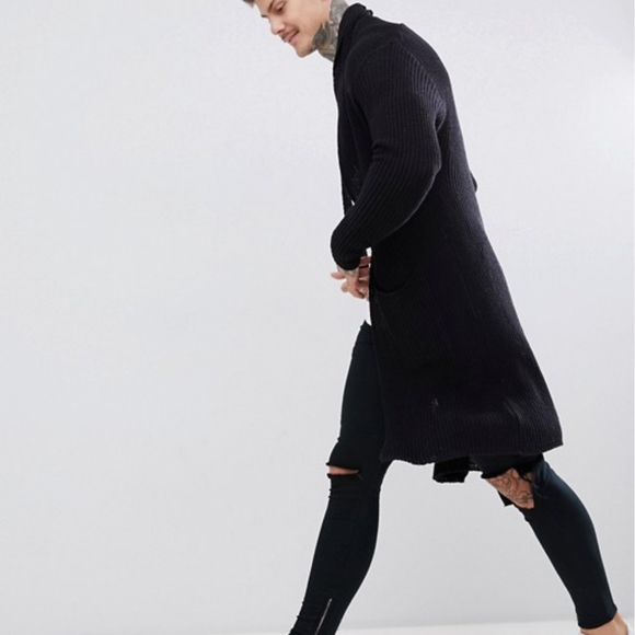 Long black cardigan boohoo MAN S/M - Picture 4 of 6